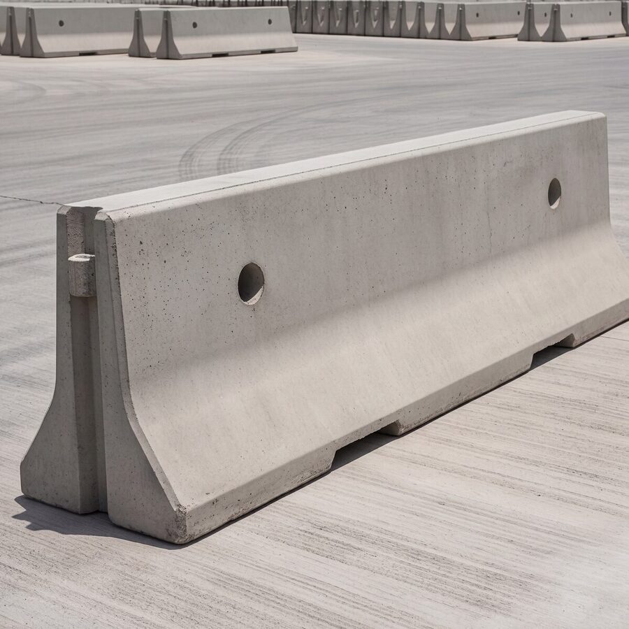 Road barriers set out on site