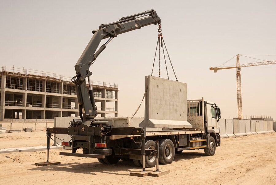 Hiab offloading on site